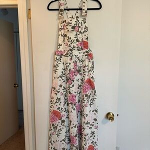 Aura Floral Jumpsuit with Pink and Green Accents